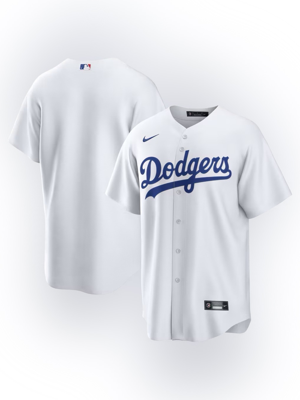 Nike White Dodgers Script Baseball Jersey with Navy Logo